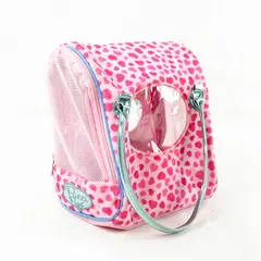 Battat Pucci Pups Carrier Pink with Hearts Blue Straps Toy Carrier