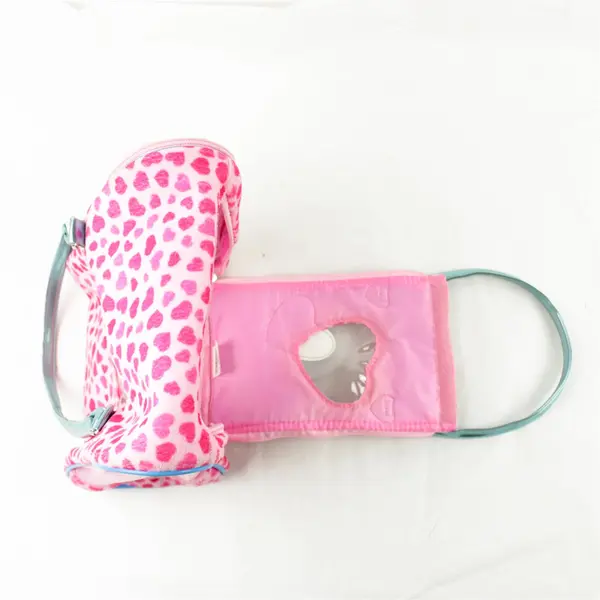 Battat Pucci Pups Carrier Pink with Hearts Blue Straps Toy Carrier