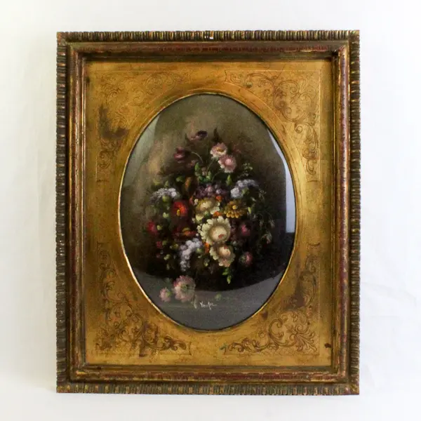 Otto Von Thoren Floral Still Life Oil Painting On Panel Framed Signed
