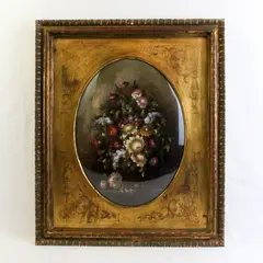 Otto Von Thoren Floral Still Life Oil Painting On Panel Framed Signed