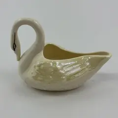 BELLEEK  Ivory  & Yellow Porcelain Swan Creamer Ireland