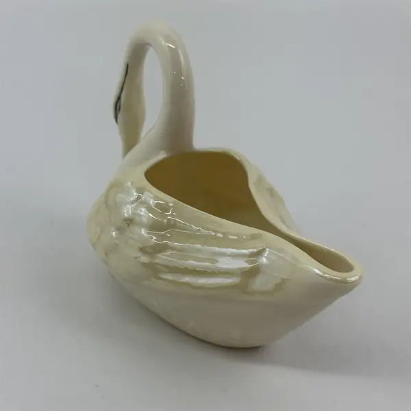 BELLEEK  Ivory  & Yellow Porcelain Swan Creamer Ireland