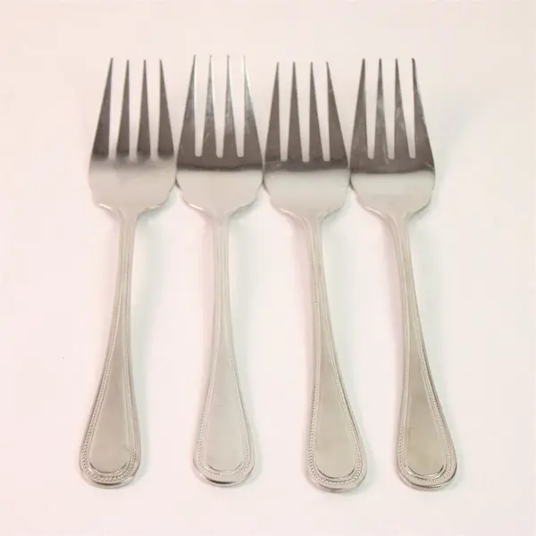 4 Wallace Silver Continental Bead Pattern 18/10 SS Serving Forks 8.75" Rare