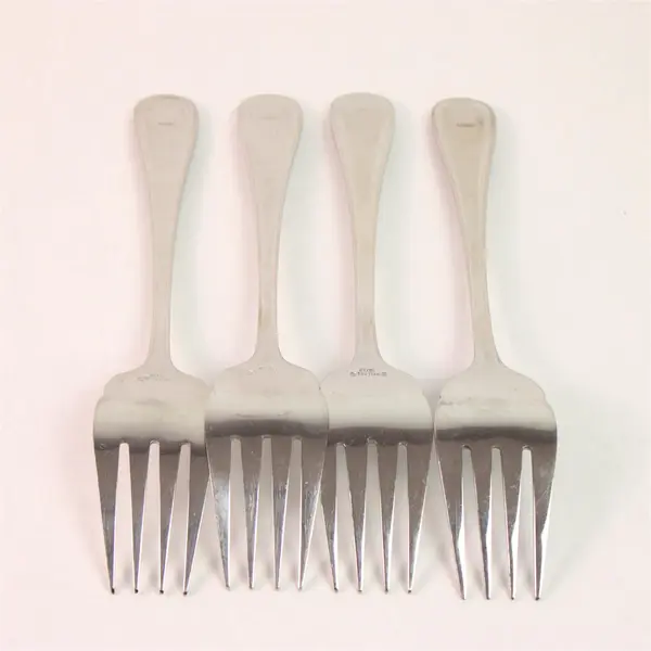 4 Wallace Silver Continental Bead Pattern 18/10 SS Serving Forks 8.75" Rare