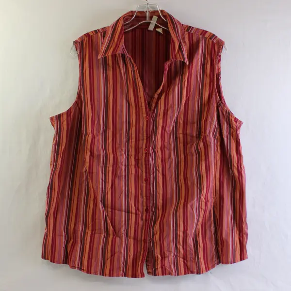 St. John's Bay Multicolor Striped Button-Front Vest Women's 1X