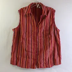 St. John's Bay Multicolor Striped Button-Front Vest Women's 1X