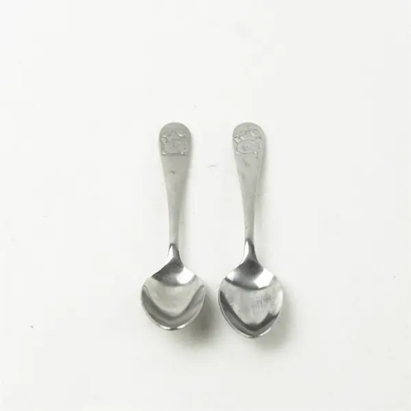 Lot of 2 HIC Stainless Steel Baby Spoons Bear Handle - Used