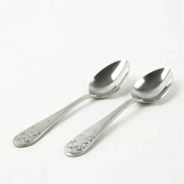 Lot of 2 HIC Stainless Steel Baby Spoons Bear Handle - Used