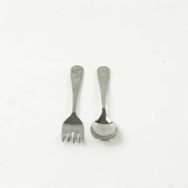 Stainless Steel Baby Fork & Spoon Set Bear Handles Toddler Utensils