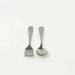 Stainless Steel Baby Fork & Spoon Set Bear Handles Toddler Utensils