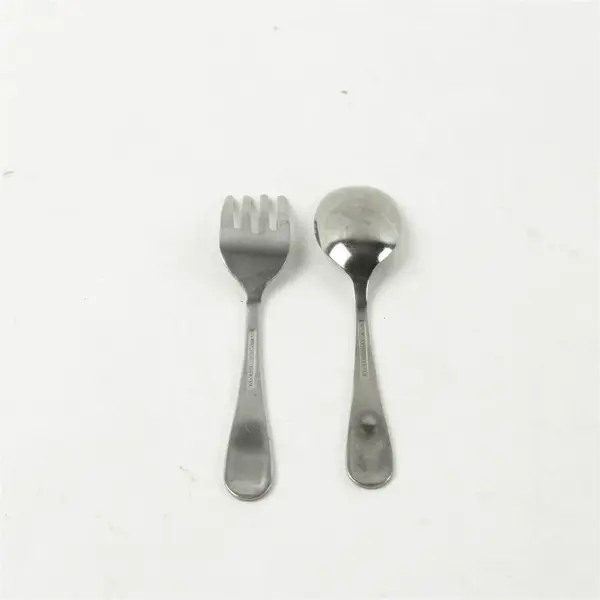 Stainless Steel Baby Fork & Spoon Set Bear Handles Toddler Utensils