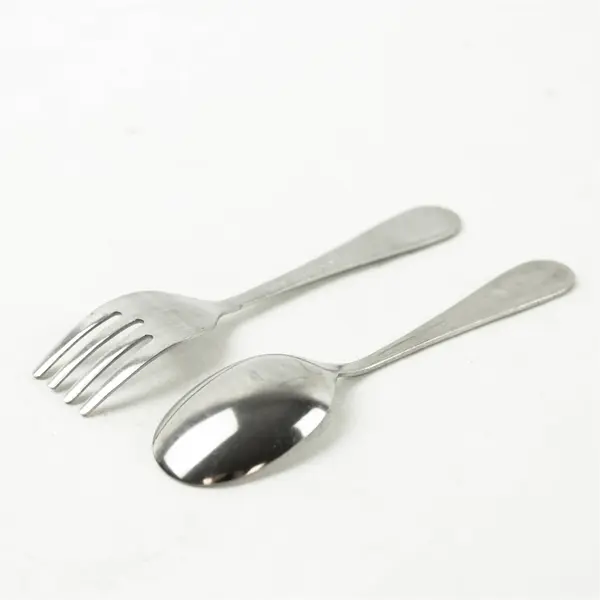 Stainless Steel Baby Fork & Spoon Set Bear Handles Toddler Utensils