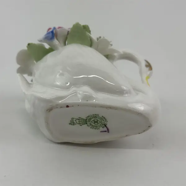 Royal Doulton England Bone China Swan With  Applied  Flowers Figurine