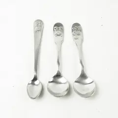 Lot of 3 Stainless Steel Baby Spoons with Bear Handles Infant Toddler