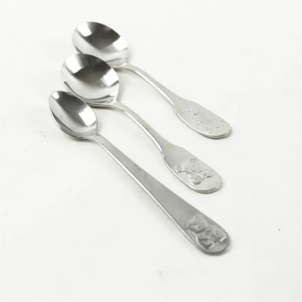 Lot of 3 Stainless Steel Baby Spoons with Bear Handles Infant Toddler