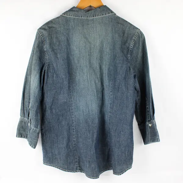 Chico's Medium Wash Denim 3/4-Sleeve Button-Up Women's Size 2