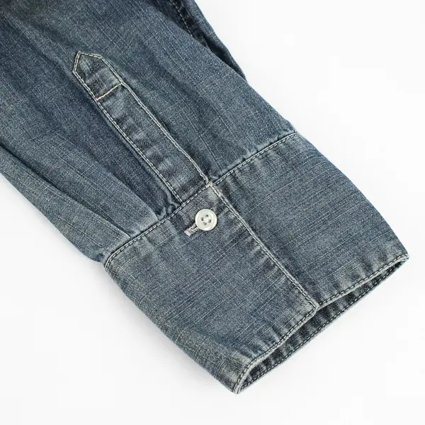 Chico's Medium Wash Denim 3/4-Sleeve Button-Up Women's Size 2