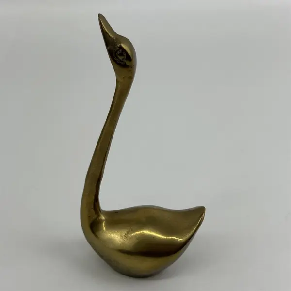 Vintage 6.25" Solid Brass Long Neck Swan Figurine