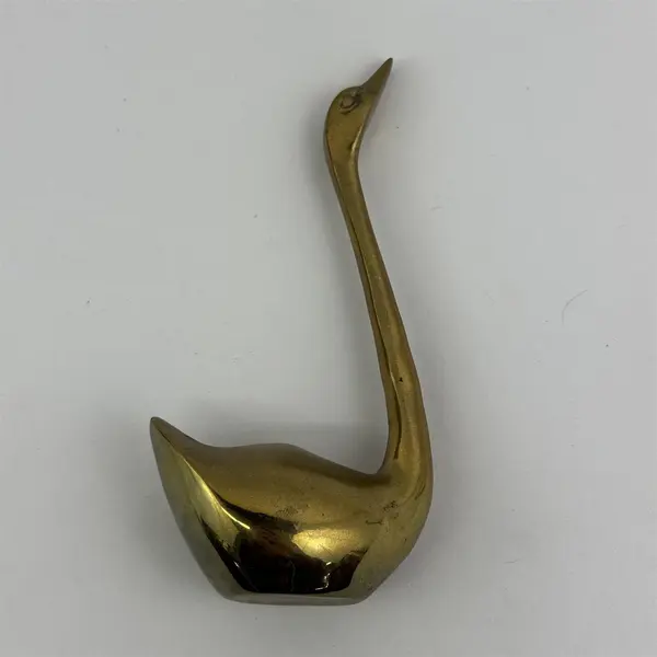 Vintage 6.25" Solid Brass Long Neck Swan Figurine