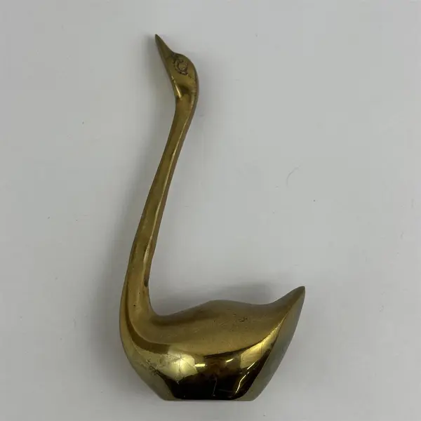 Vintage 6.25" Solid Brass Long Neck Swan Figurine