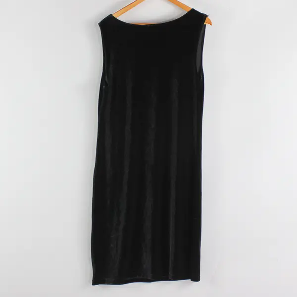Willi Smith Black Velvet Cowl Neck Midi Shift Dress Women's XL