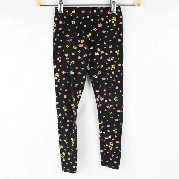 Pink Sparkle Multicolor Floral Pattern Leggings Girls' Size 4