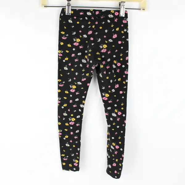 Pink Sparkle Multicolor Floral Pattern Leggings Girls' Size 4