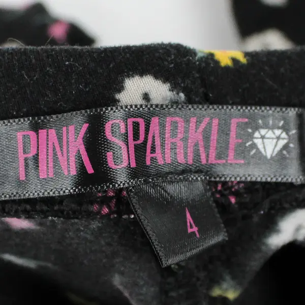 Pink Sparkle Multicolor Floral Pattern Leggings Girls' Size 4