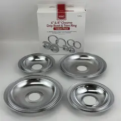2021 Smart Choice 6" And 8" Chrome Drip Bowl & Trim Ring Value Pack