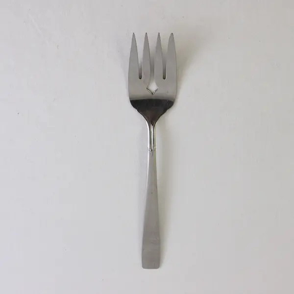 Oneida Silver Satin Accent Pattern SS Cold Meat Serving Fork 8.25" Rare HTF