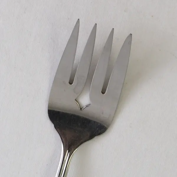 Oneida Silver Satin Accent Pattern SS Cold Meat Serving Fork 8.25" Rare HTF
