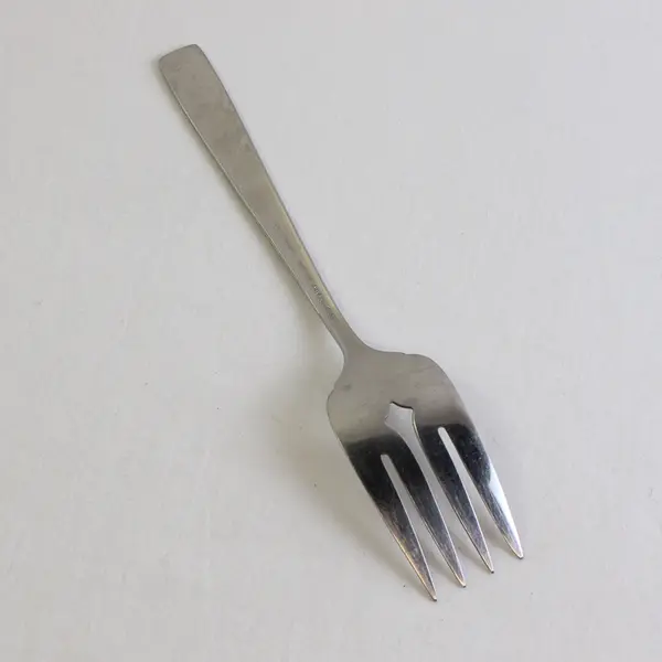 Oneida Silver Satin Accent Pattern SS Cold Meat Serving Fork 8.25" Rare HTF