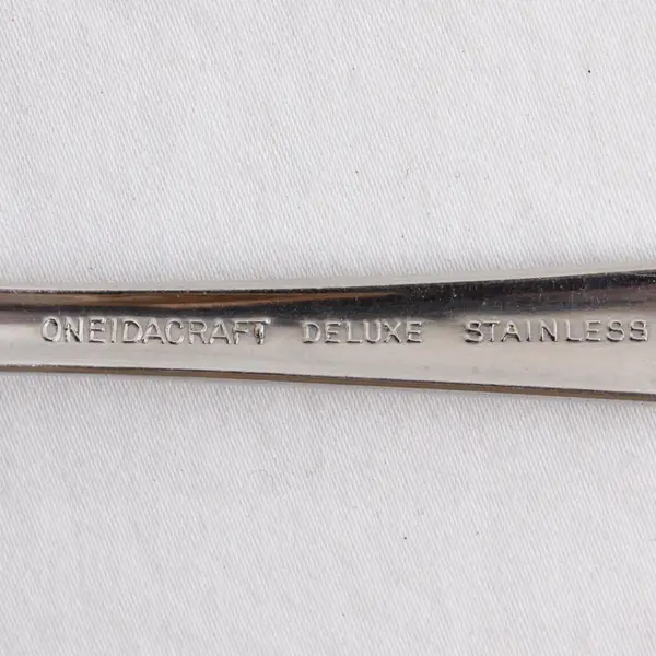 Oneida Silver Satin Accent Pattern SS Cold Meat Serving Fork 8.25" Rare HTF