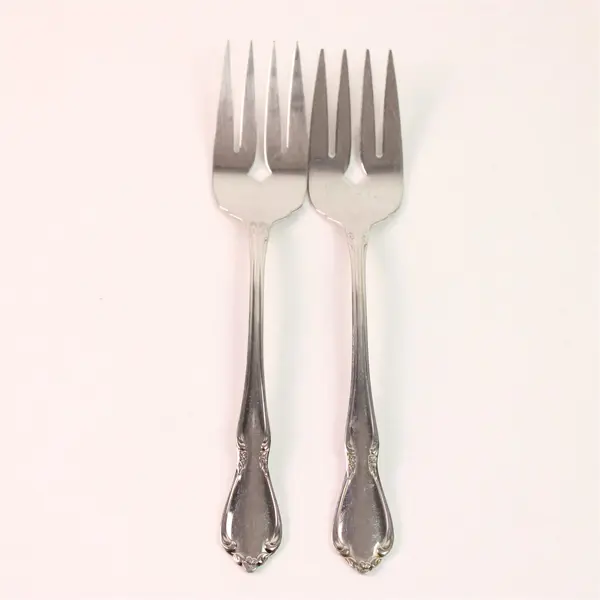 Lot of 2 Oneida Silver Chateau Pattern SS Cold Meat Serving Fork 8.5" Rare Piece