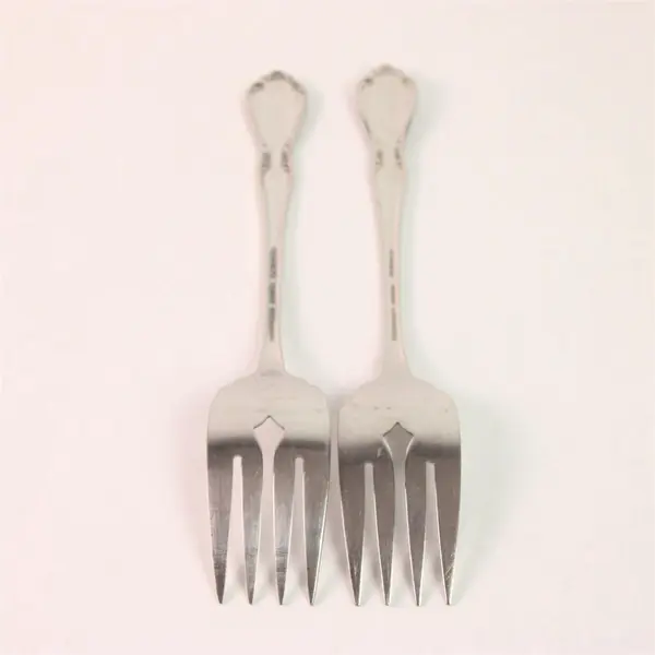 Lot of 2 Oneida Silver Chateau Pattern SS Cold Meat Serving Fork 8.5" Rare Piece