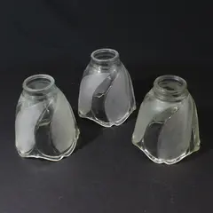 3 White Frosted And Clear Tulip Shape Glass Ceiling Fan Light Covers