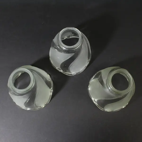 3 White Frosted And Clear Tulip Shape Glass Ceiling Fan Light Covers