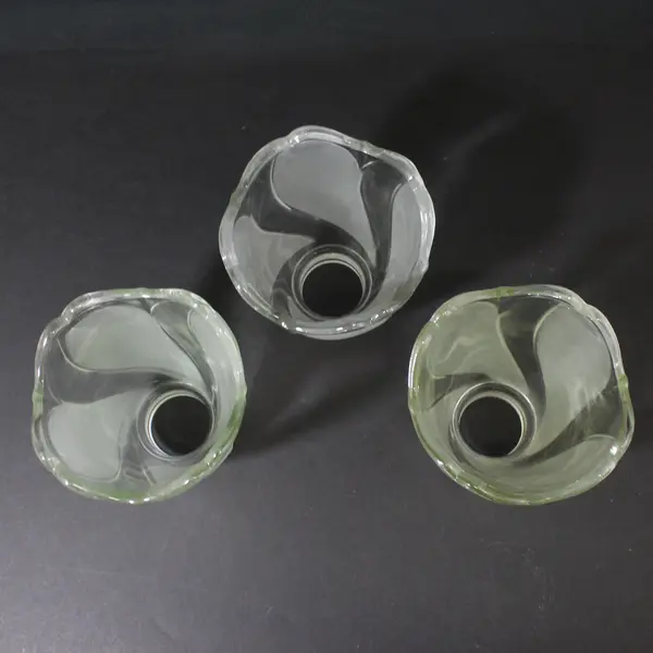 3 White Frosted And Clear Tulip Shape Glass Ceiling Fan Light Covers