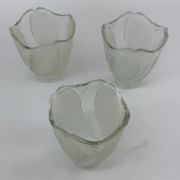 Lot of 3 White Frosted And Clear Tulip Shape Glass Ceiling Fan Light Covers