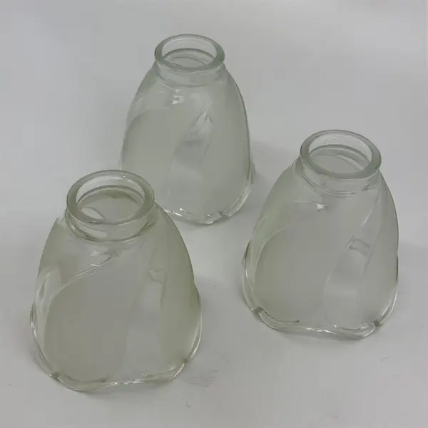 Lot of 3 White Frosted And Clear Tulip Shape Glass Ceiling Fan Light Covers