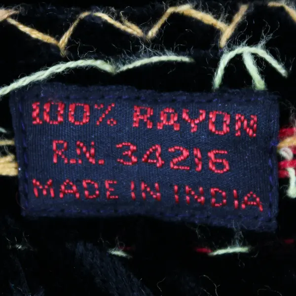 VTG Rajkumari Embroidered Black Velvet Long-Sleeve Boho Top Women's Size 15-16