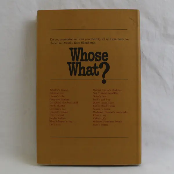 Vintage Whose What? Reference For Strange Expressions D.R. Blumberg 1969 HC/DJ 