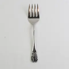 Christian Dior Bow Handle Pattern 18/18 SS Cold Meat Serving Fork 8.25" Rare HTF