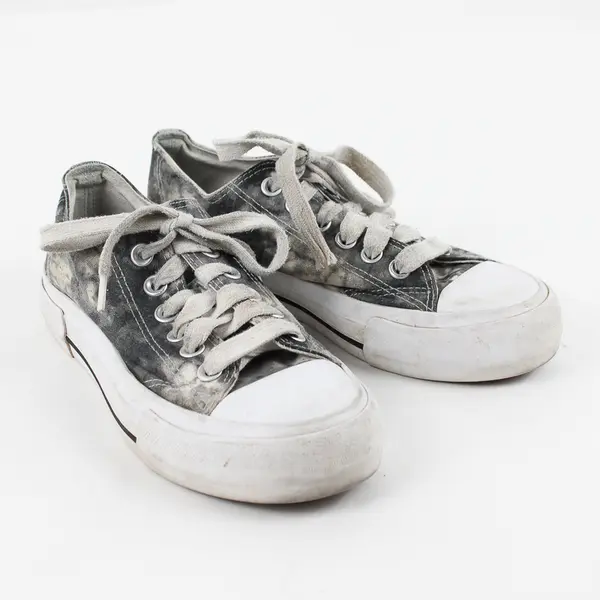 Wonder Nation Gray Acid Wash Platform Canvas Lace Up Sneakers Girls Size 5