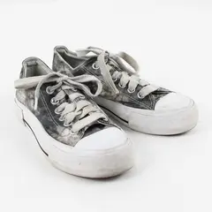 Wonder Nation Gray Acid Wash Platform Canvas Lace Up Sneakers Girls Size 5