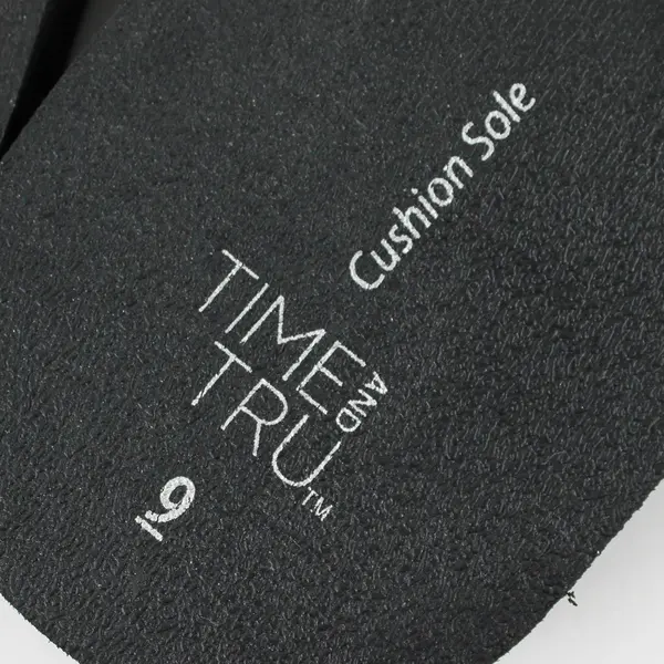 Time And Tru Solid Black Embellished Wedge Flip Flops Women's Size 9 New