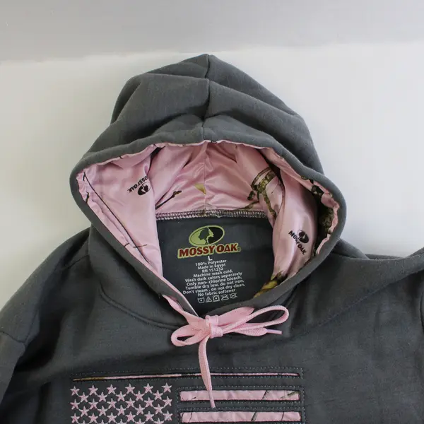 Mossy Oak Gray and Pink Pullover Hoodie Women's Size Large