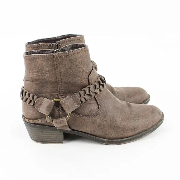 XOXO Brand Dark Brown Braided Detailed Ankle Boots Women's 6.5M