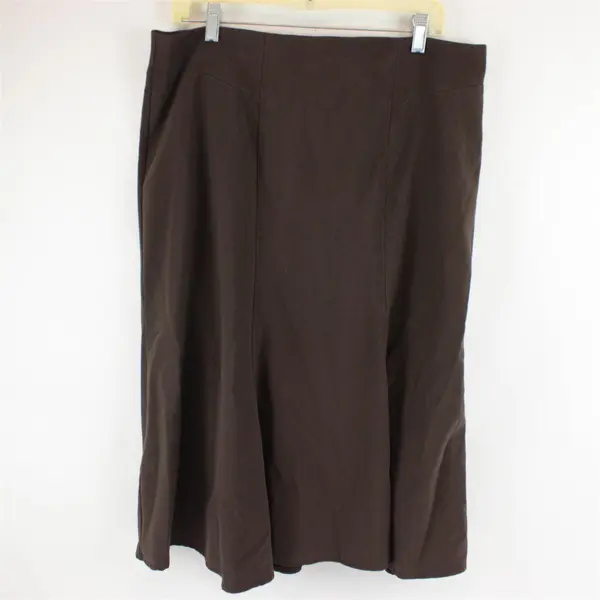 Skirtology Solid Brown A-Line Midi Skirt Women's Size 14