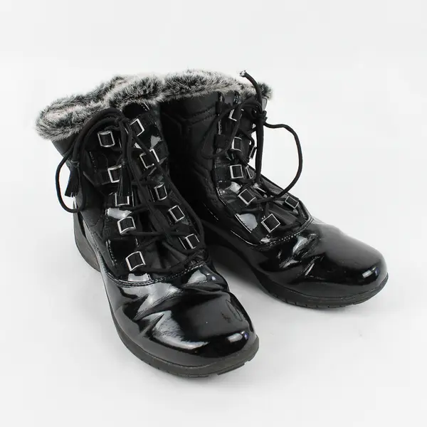 Khombu Solid Black Annie Snow Boot Faux Fur Lining Women's Size 10M